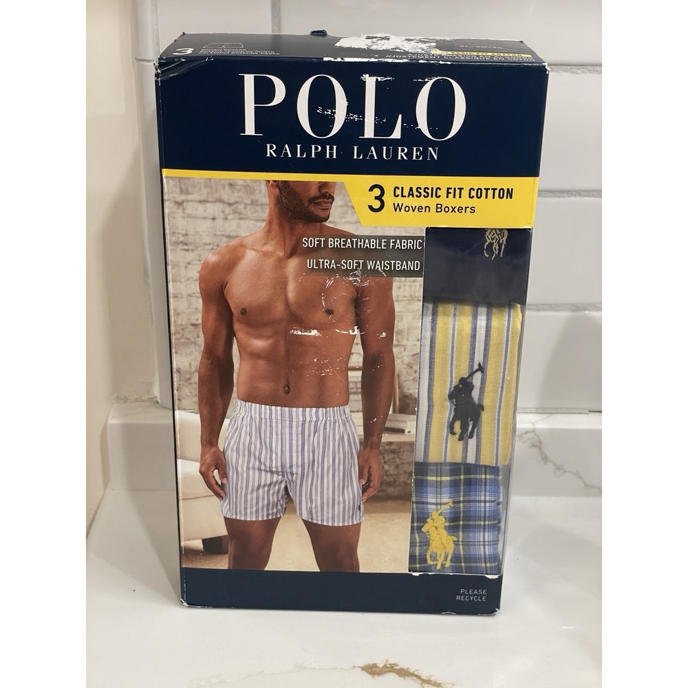 Polo Ralph Lauren Boxers Men XL Classic Fit Cotton 3 Pack Plaid Stripe New